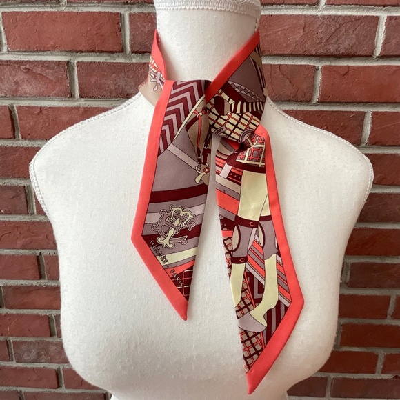 Hermes Pour Sortir Twilly Silk Signed Scarf Made in France - Picture 1 of 11